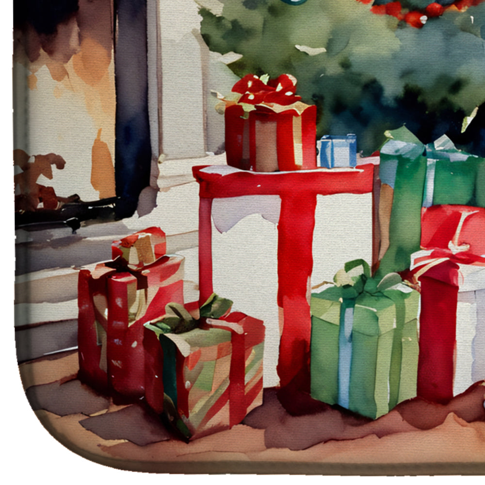 Fox Terrier Cozy Christmas Dish Drying Mat