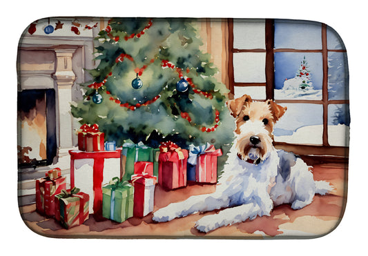 Buy this Fox Terrier Cozy Christmas Dish Drying Mat