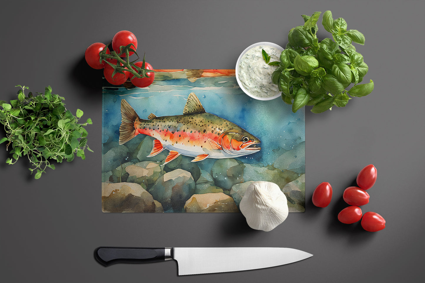 Brook Trout Glass Cutting Board