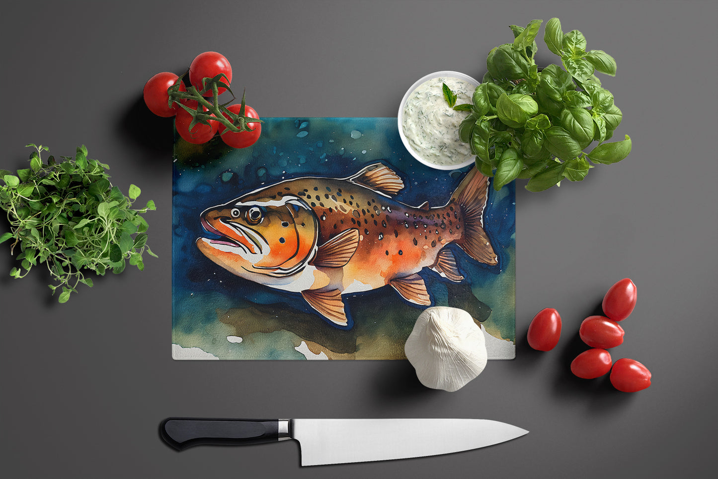 Brown Trout Glass Cutting Board