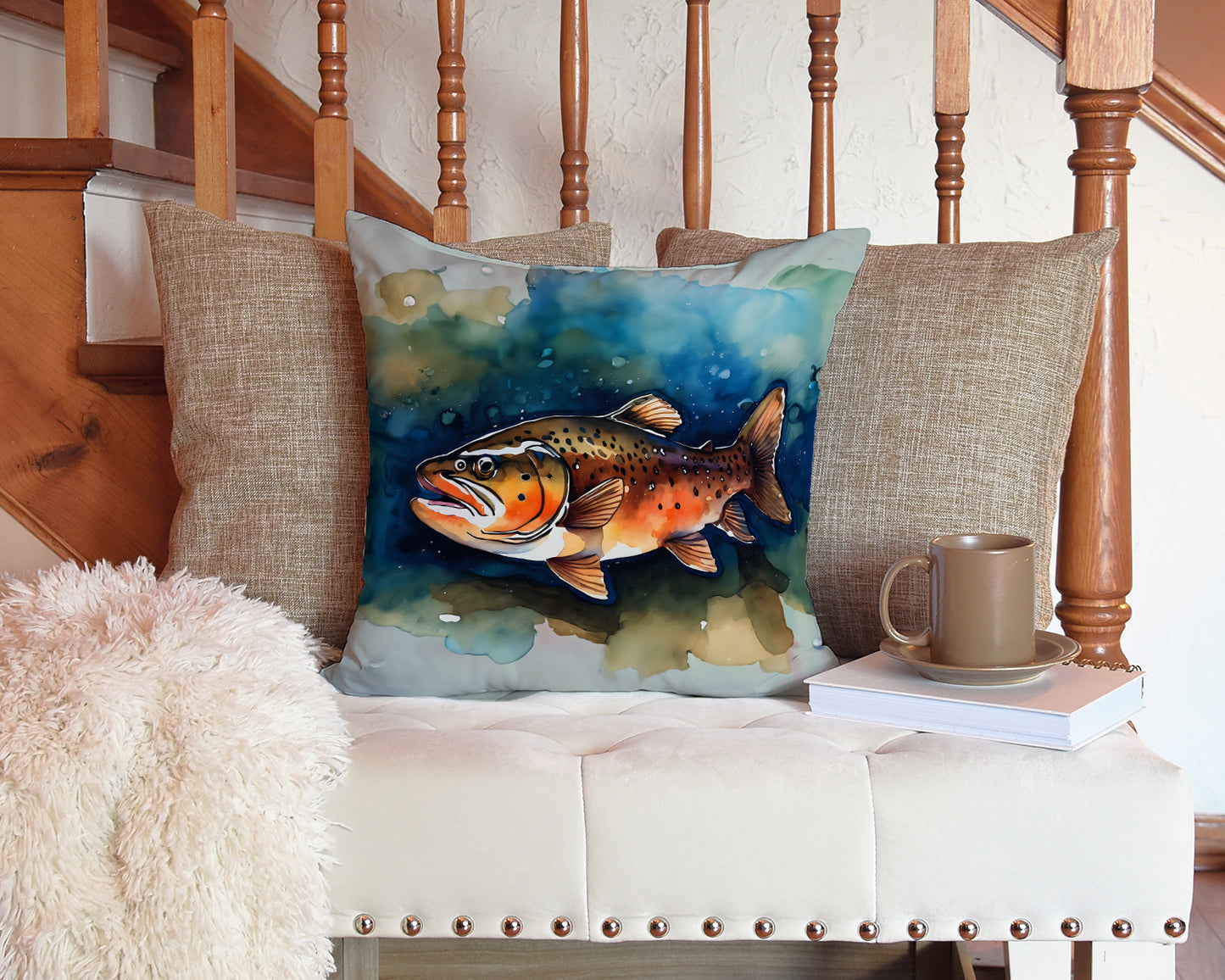 Brown Trout Throw Pillow