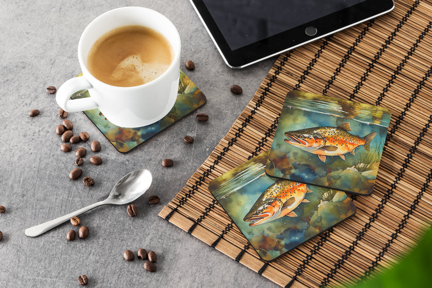 Brown Trout Foam Coasters