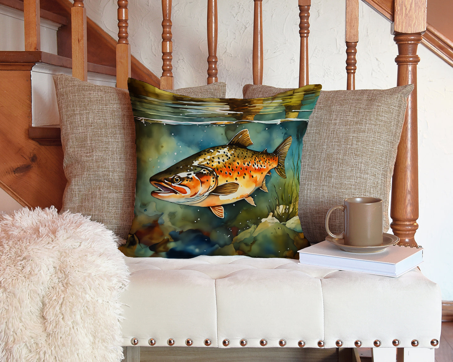 Brown Trout Throw Pillow