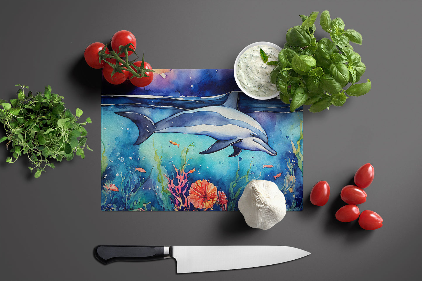 Dolphin Glass Cutting Board