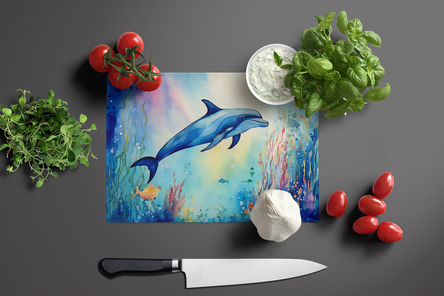 Dolphin Glass Cutting Board