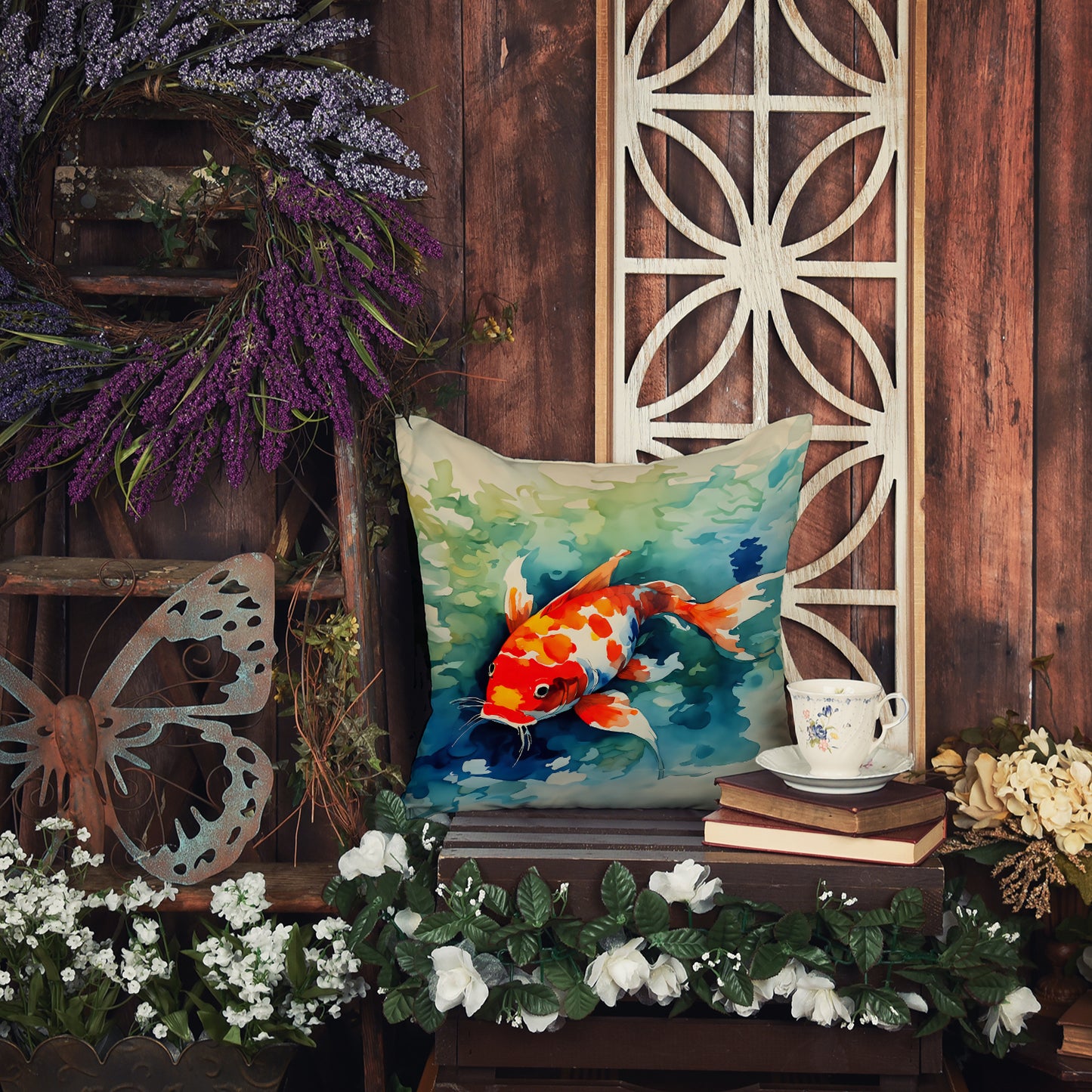 Koi Fish Throw Pillow