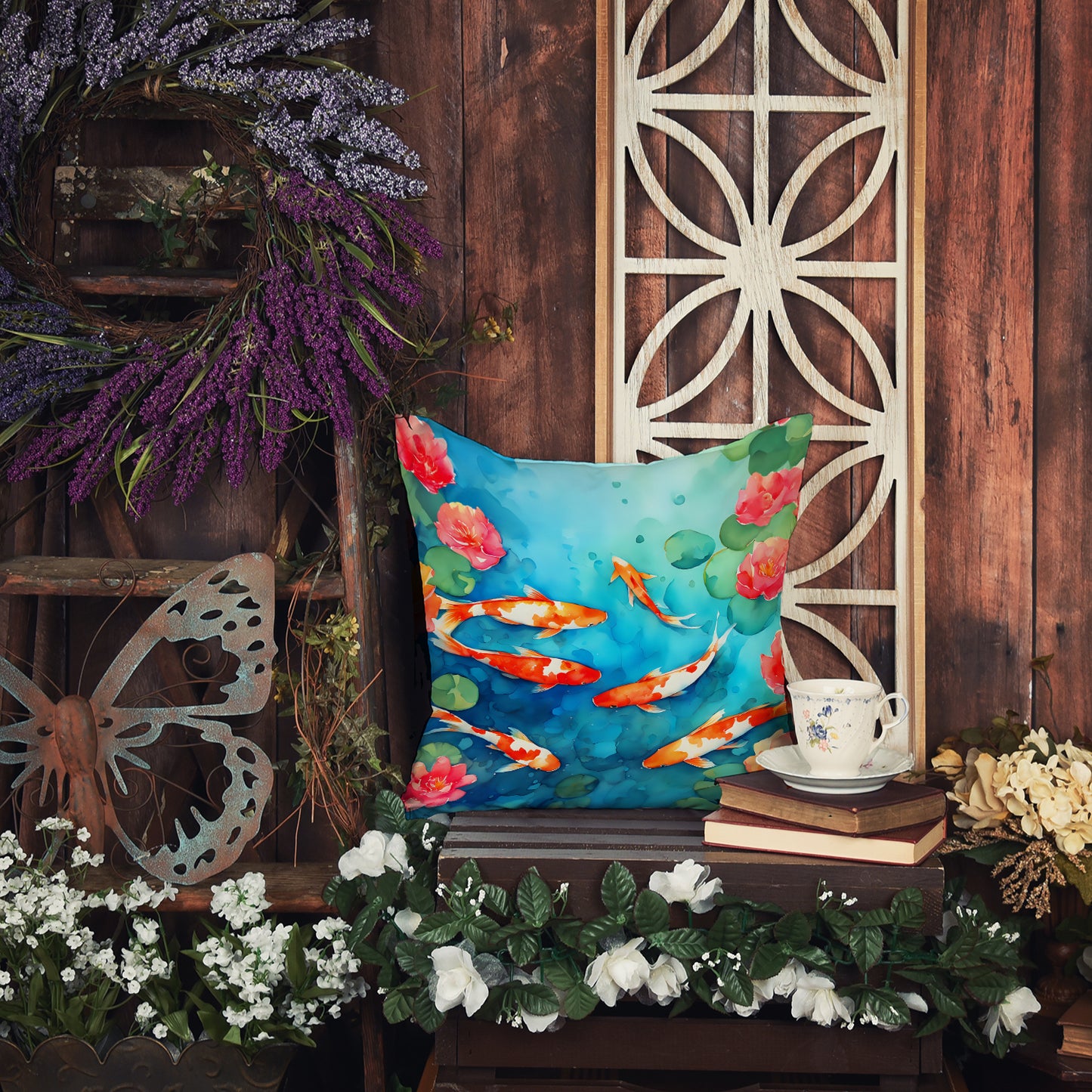 Koi Fish Throw Pillow