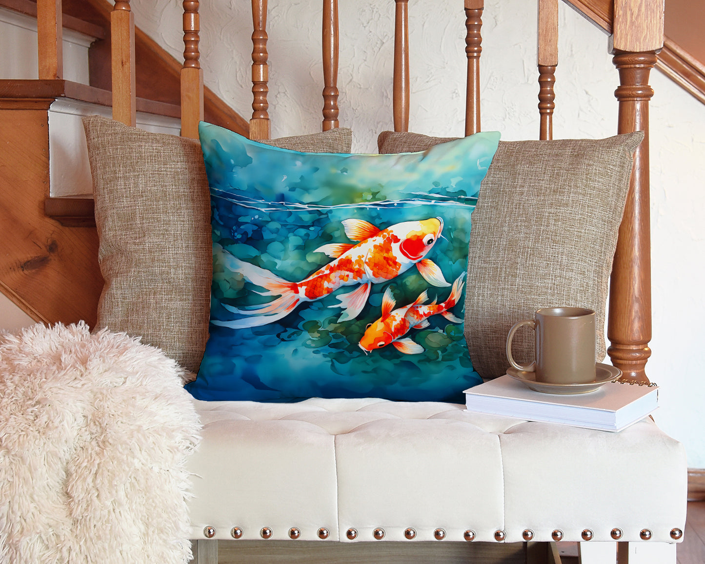 Koi Fish Throw Pillow