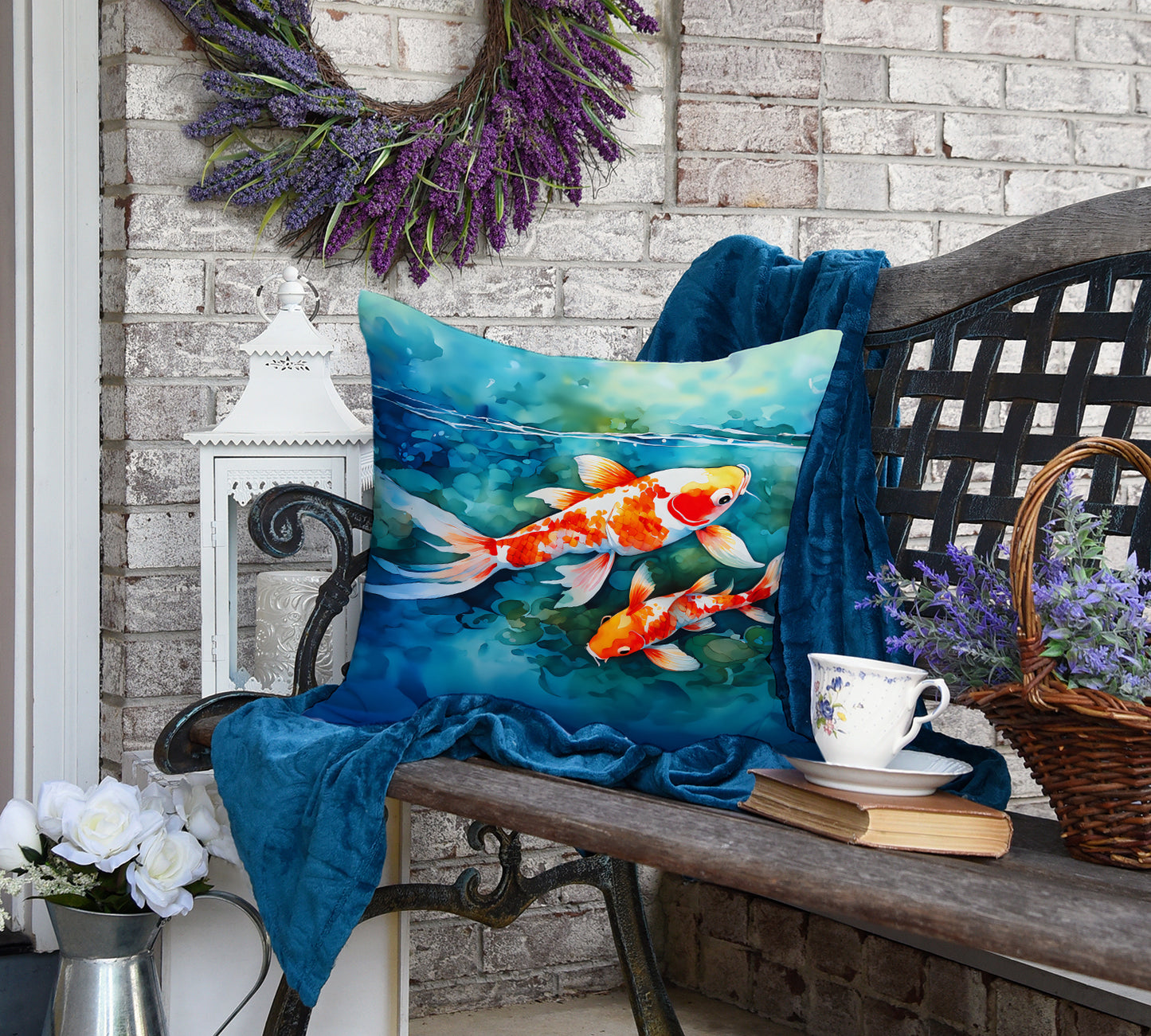 Koi Fish Throw Pillow