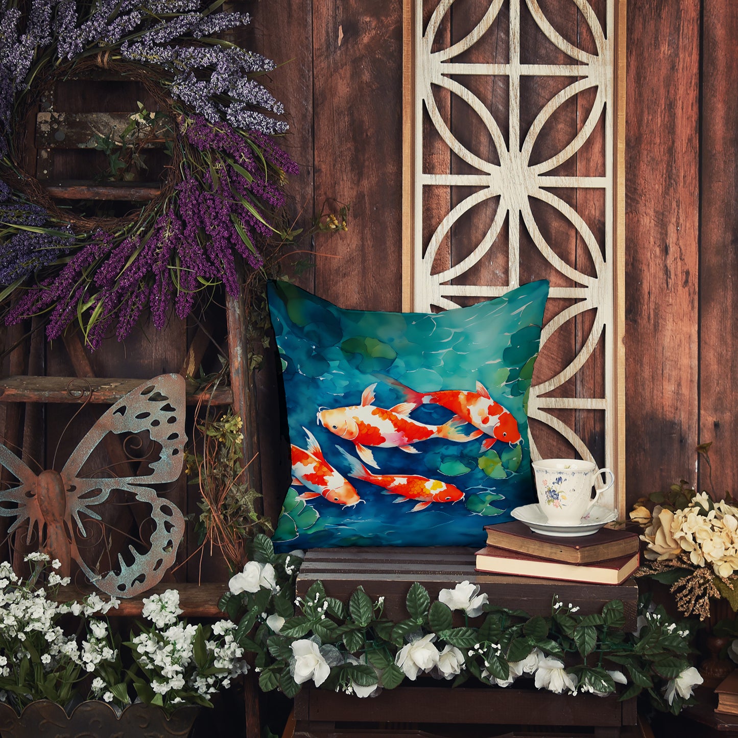 Koi Fish Throw Pillow