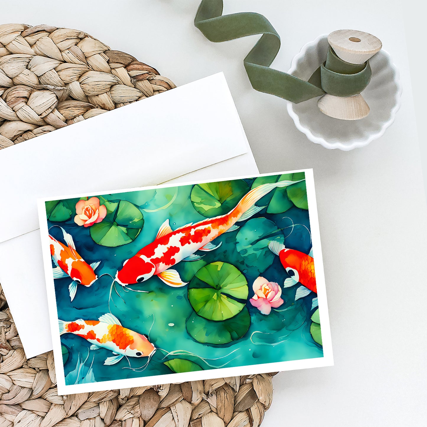 Koi Fish Greeting Cards Pack of 8