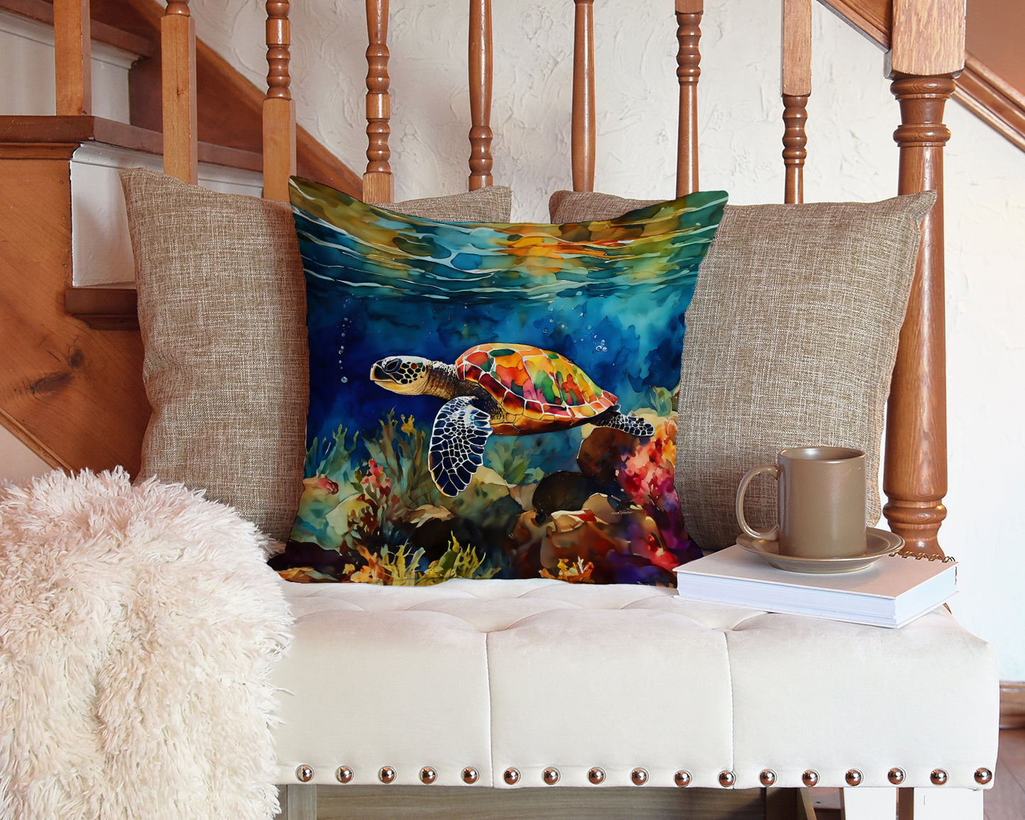 Loggerhead Sea Turtle Throw Pillow