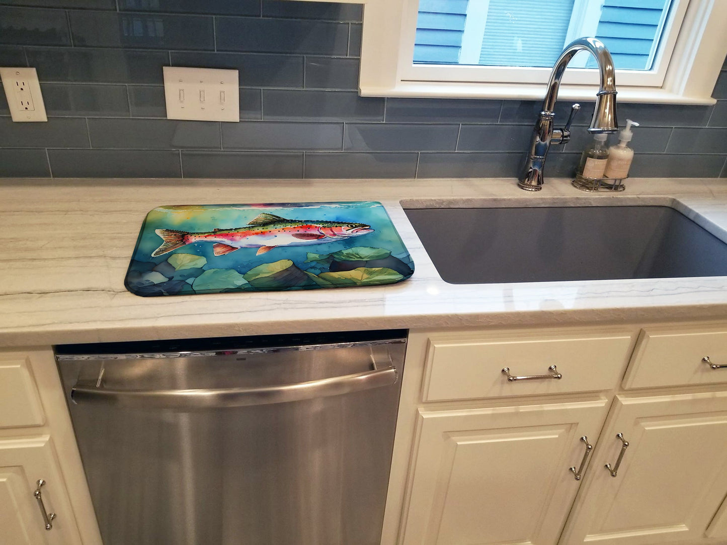 Rainbow Trout Dish Drying Mat