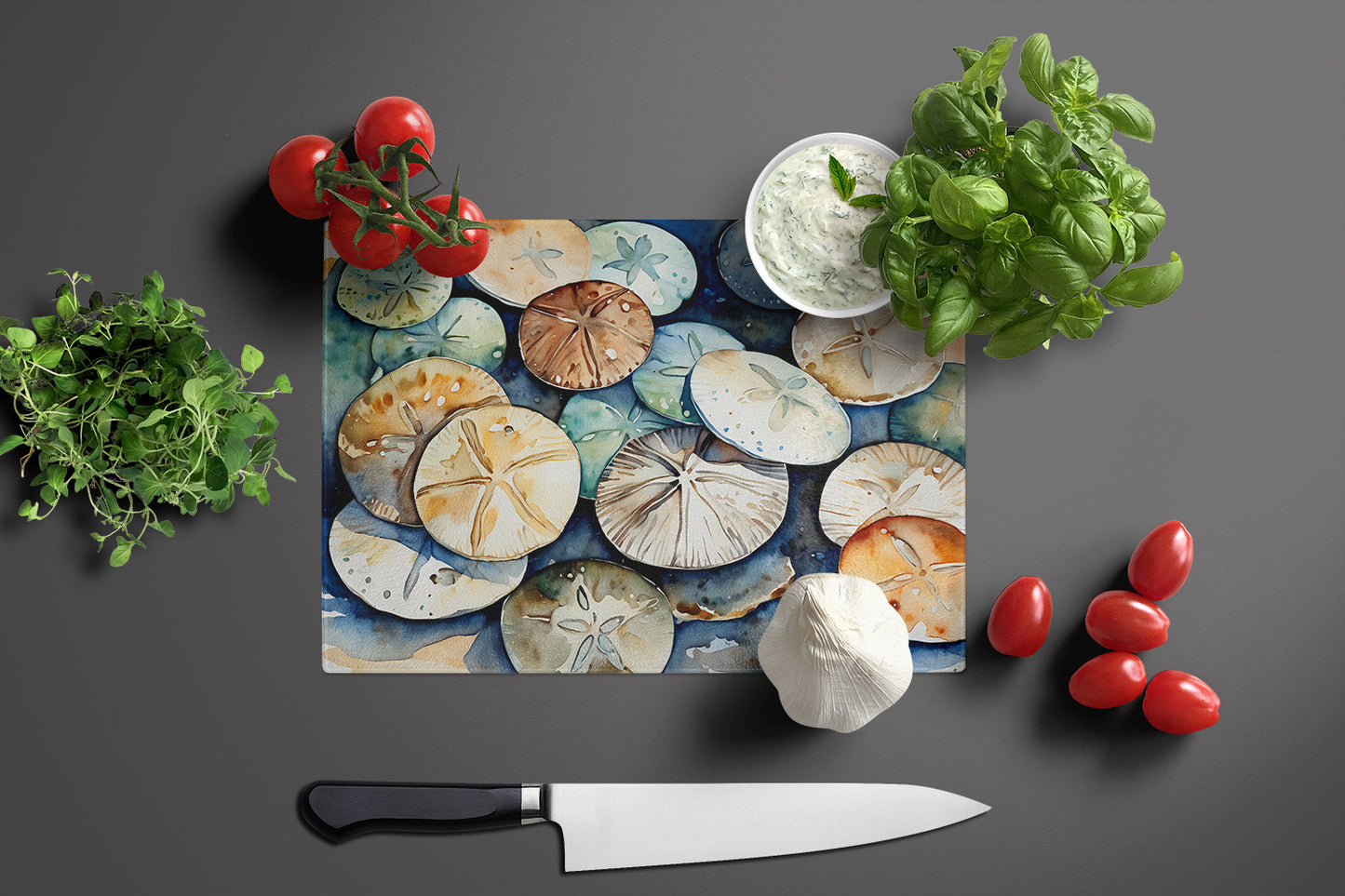 Sand Dollars Glass Cutting Board