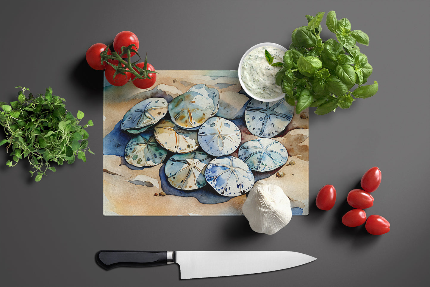 Sand Dollars Glass Cutting Board