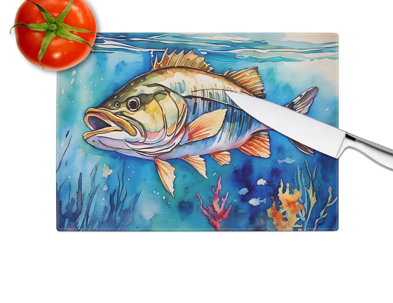 Striped Bass Glass Cutting Board