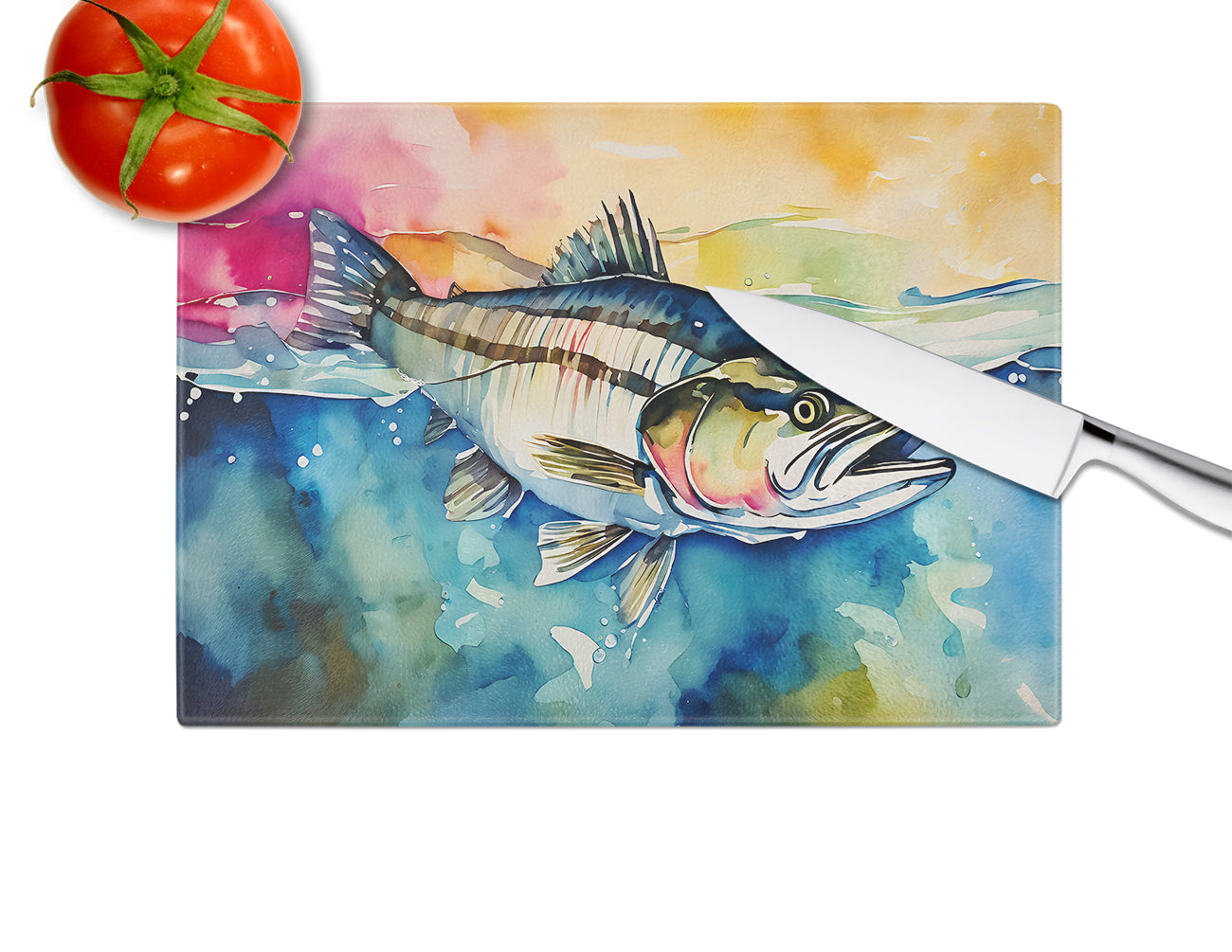 Striped Bass Glass Cutting Board