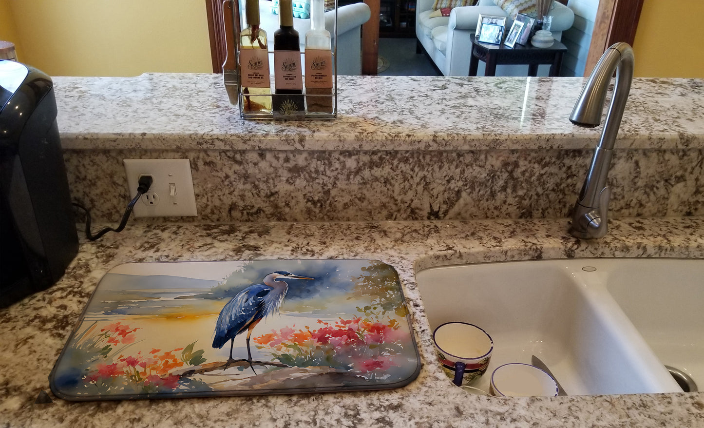 Blue Heron Dish Drying Mat