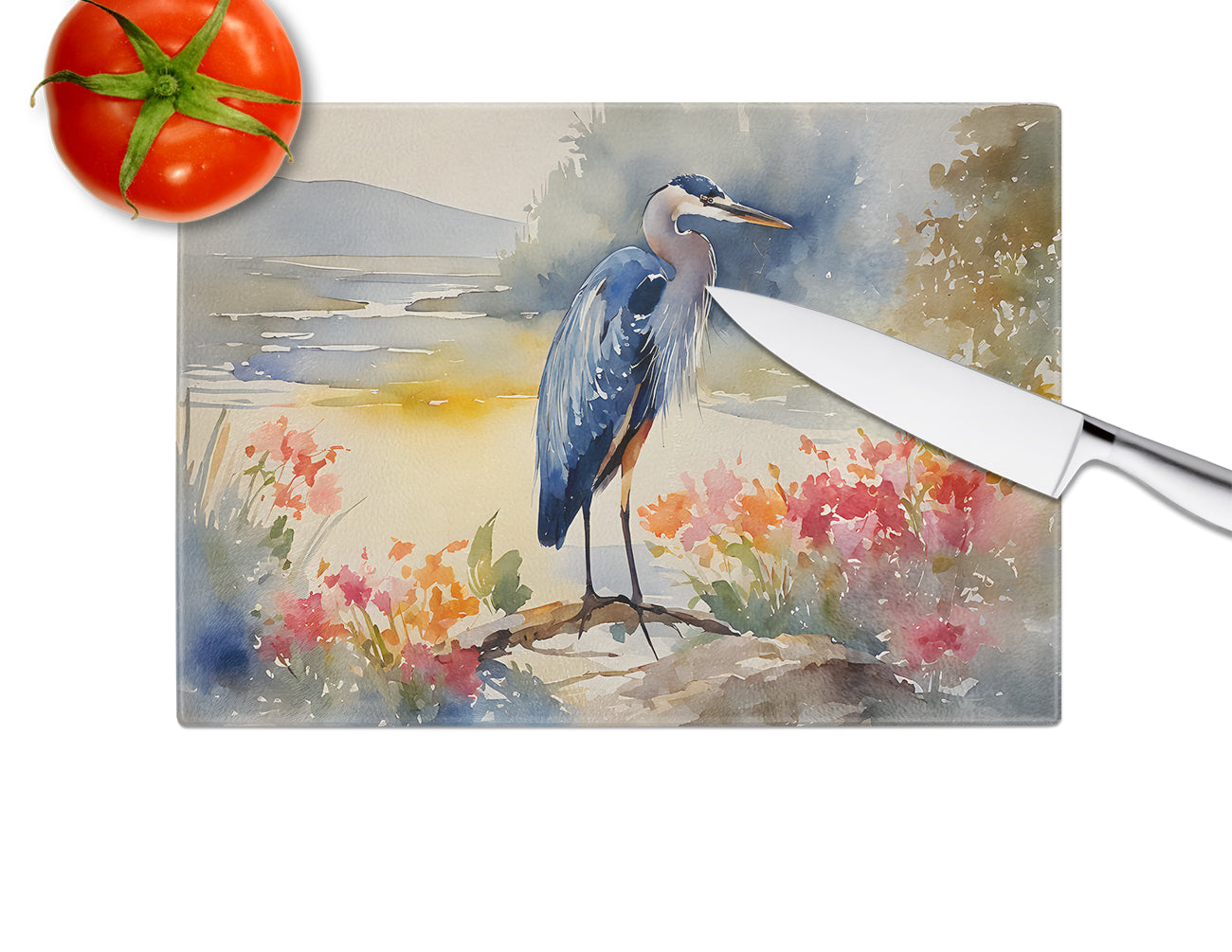 Blue Heron Glass Cutting Board