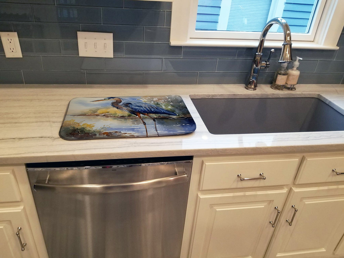 Blue Heron Dish Drying Mat