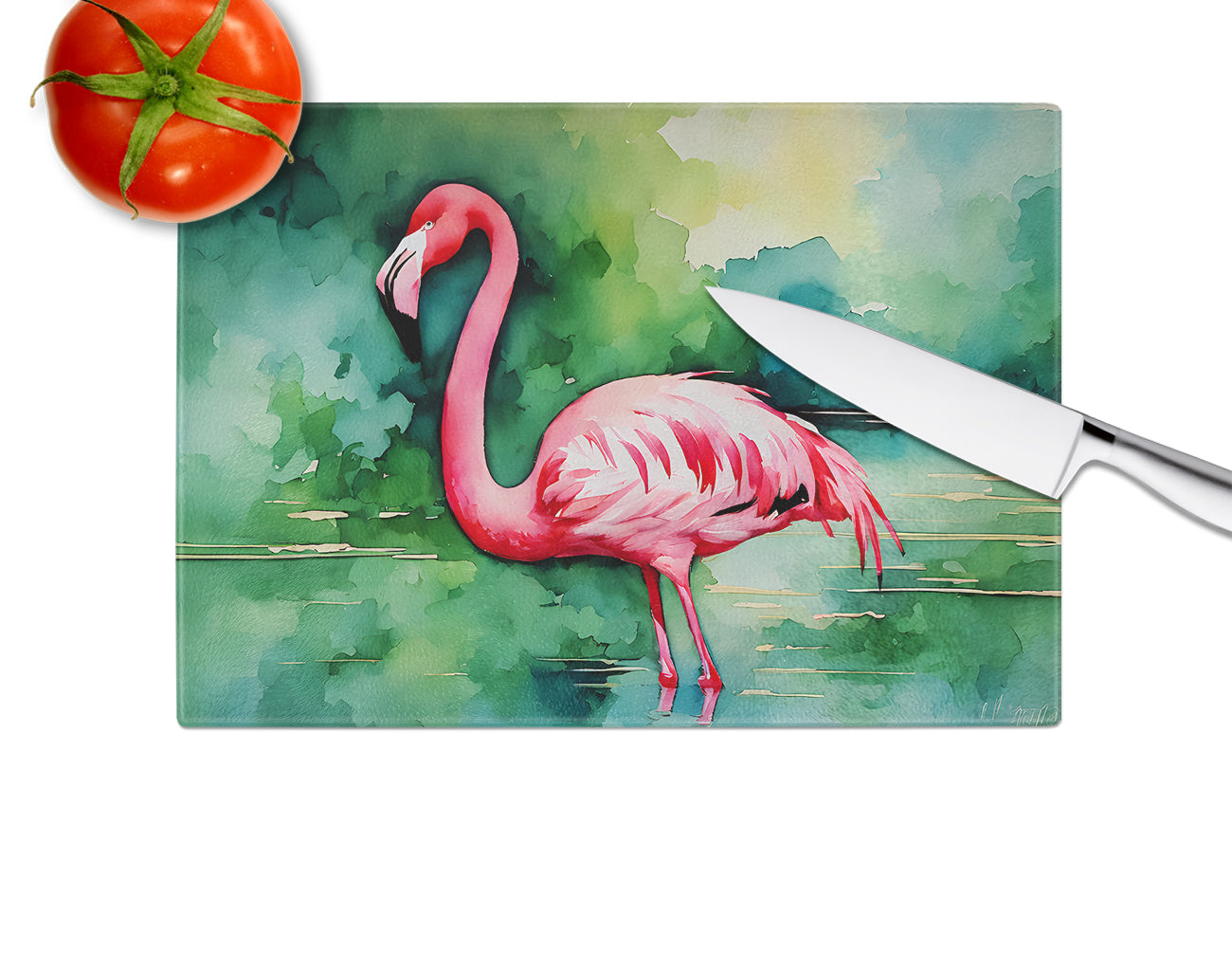 Flamingo Glass Cutting Board