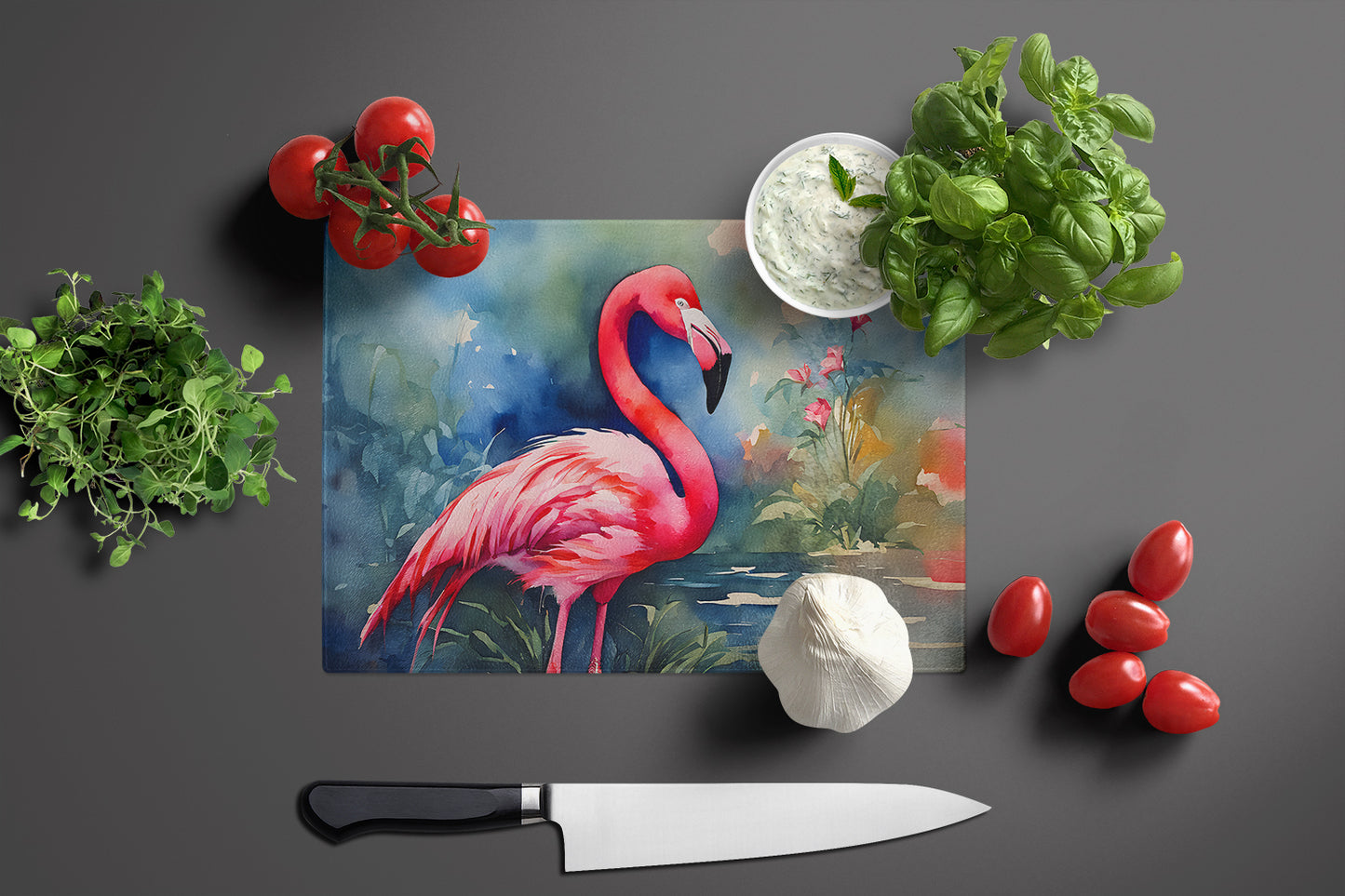 Flamingo Glass Cutting Board