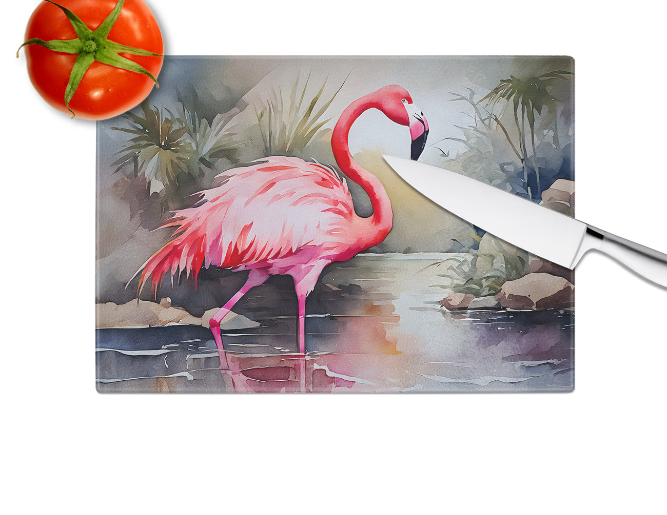 Flamingo Glass Cutting Board