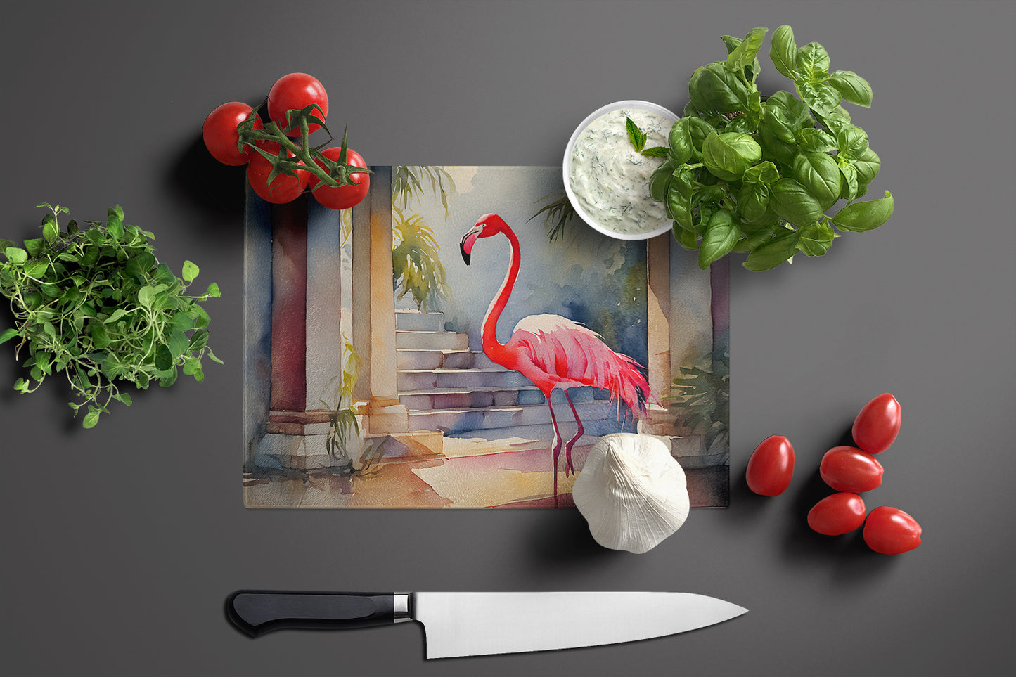 Flamingo Glass Cutting Board