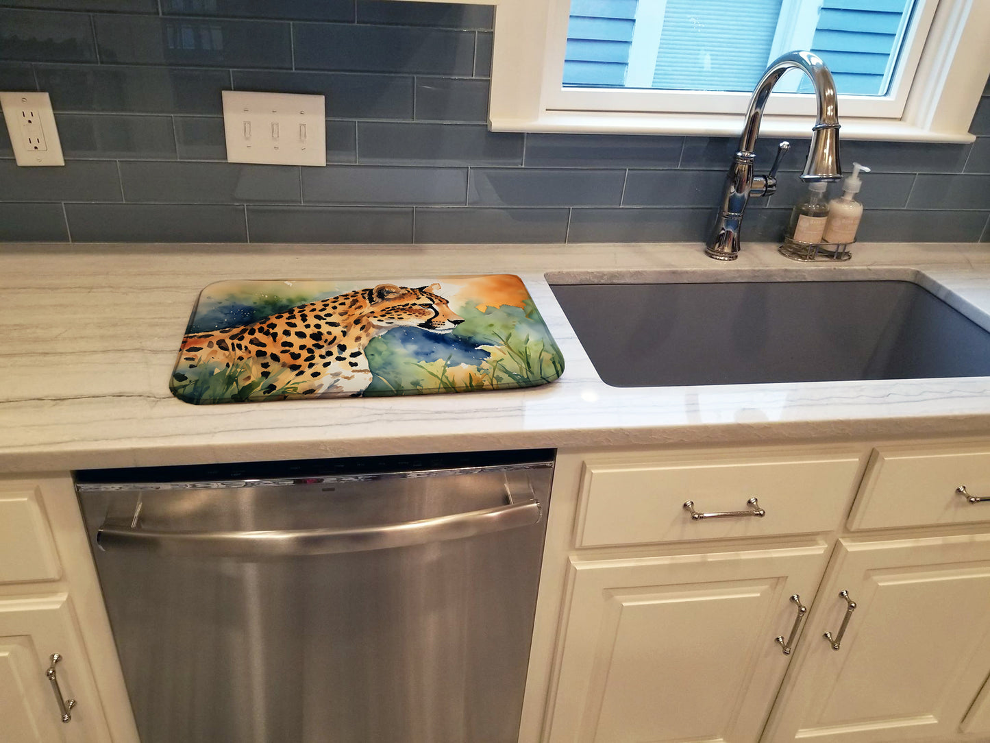 Cheetah Dish Drying Mat