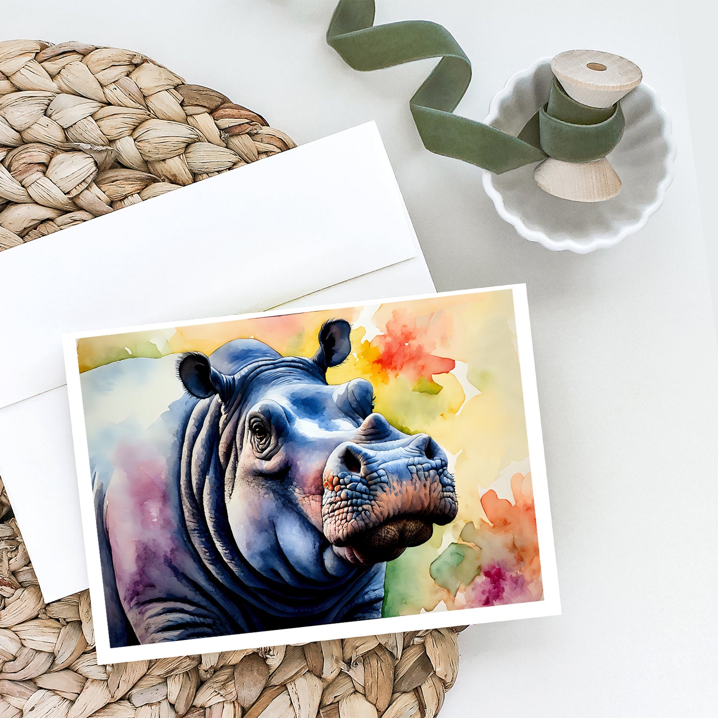 Hippopotamus Greeting Cards Pack of 8