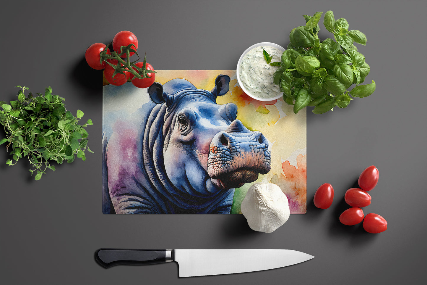 Hippopotamus Glass Cutting Board