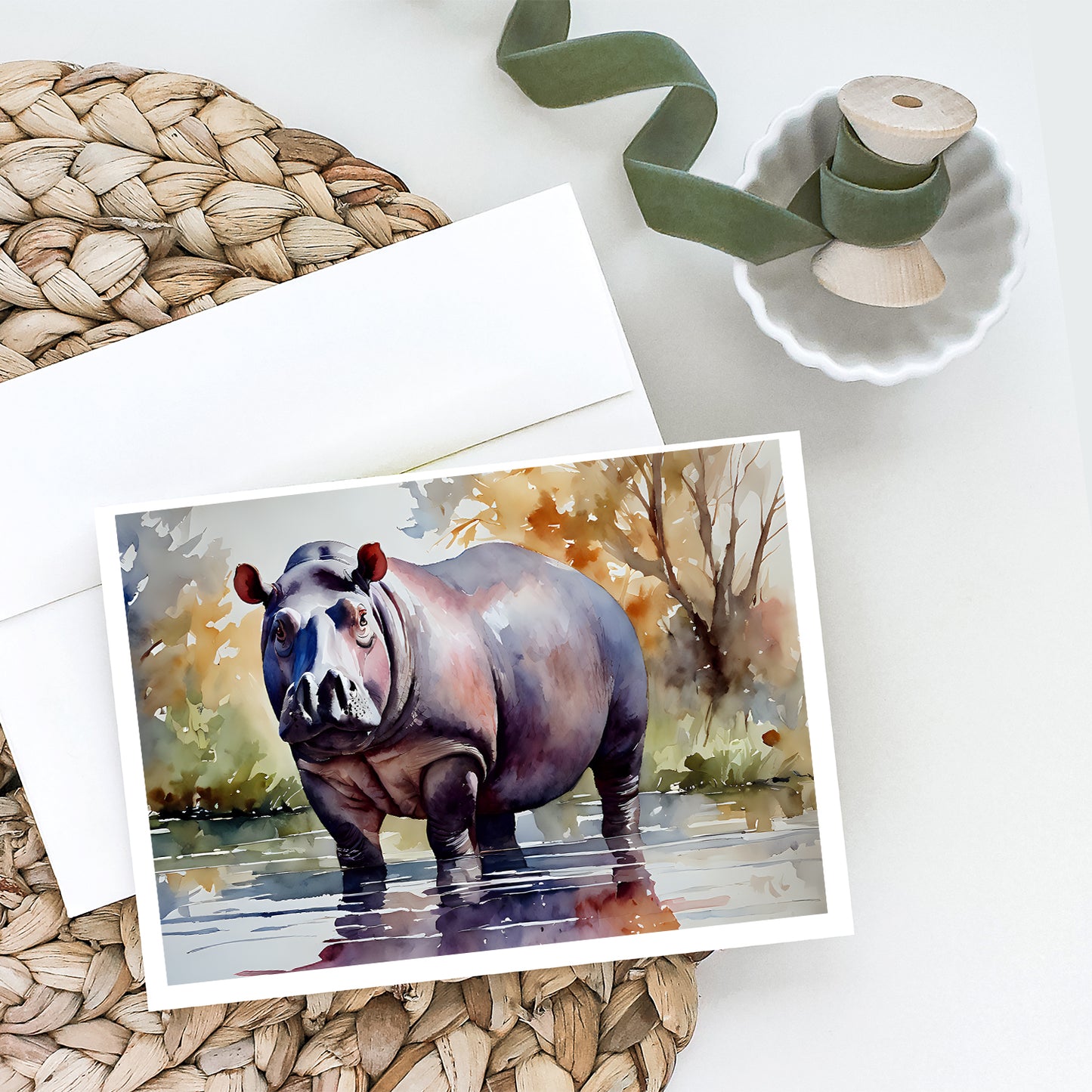 Hippopotamus Greeting Cards Pack of 8