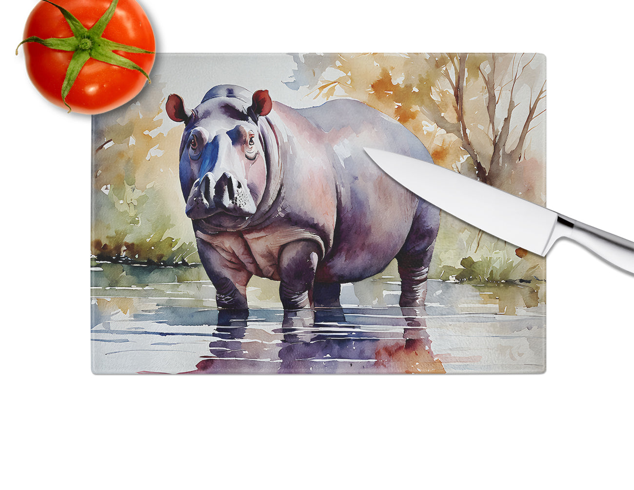 Hippopotamus Glass Cutting Board