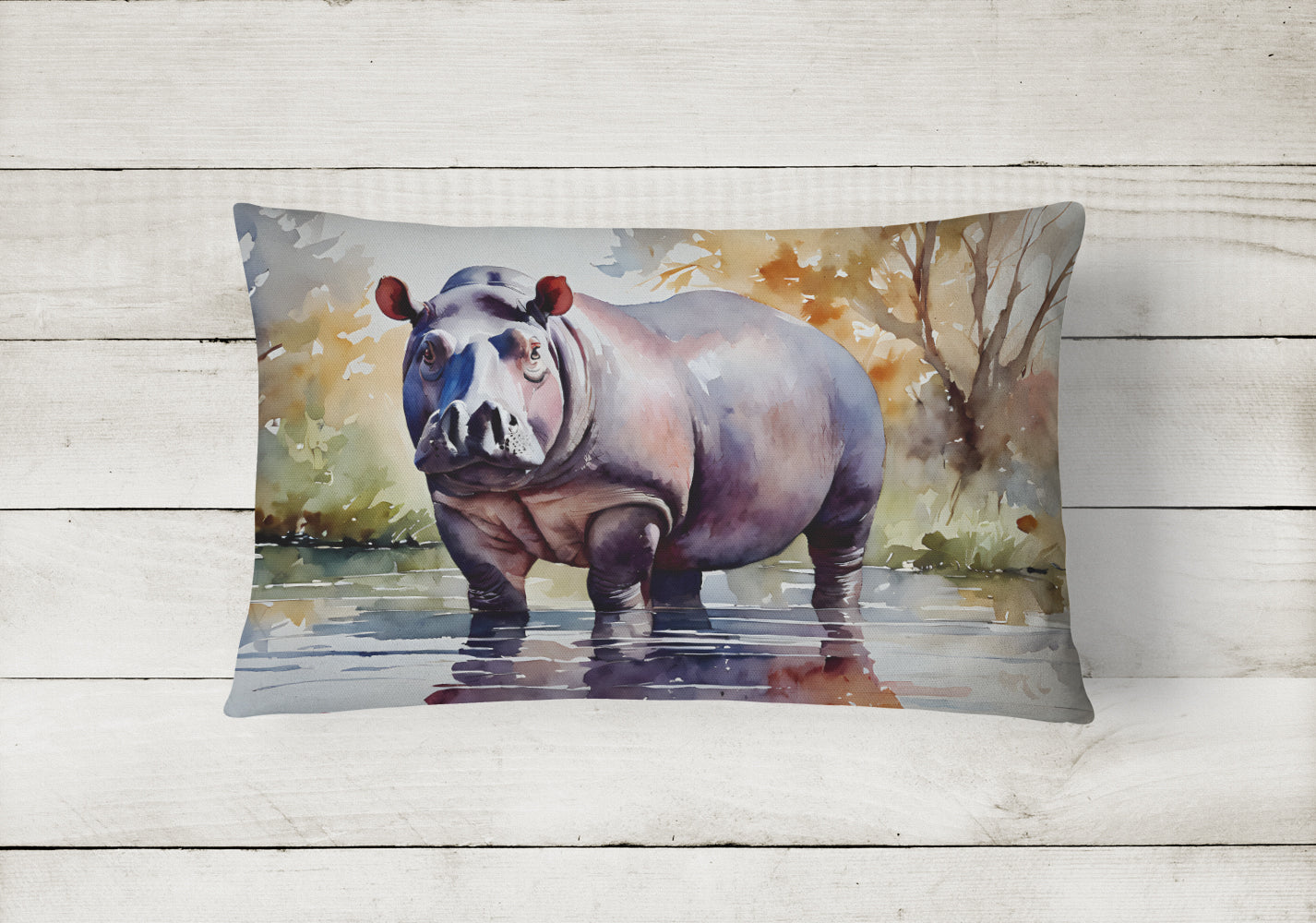 Hippopotamus Throw Pillow