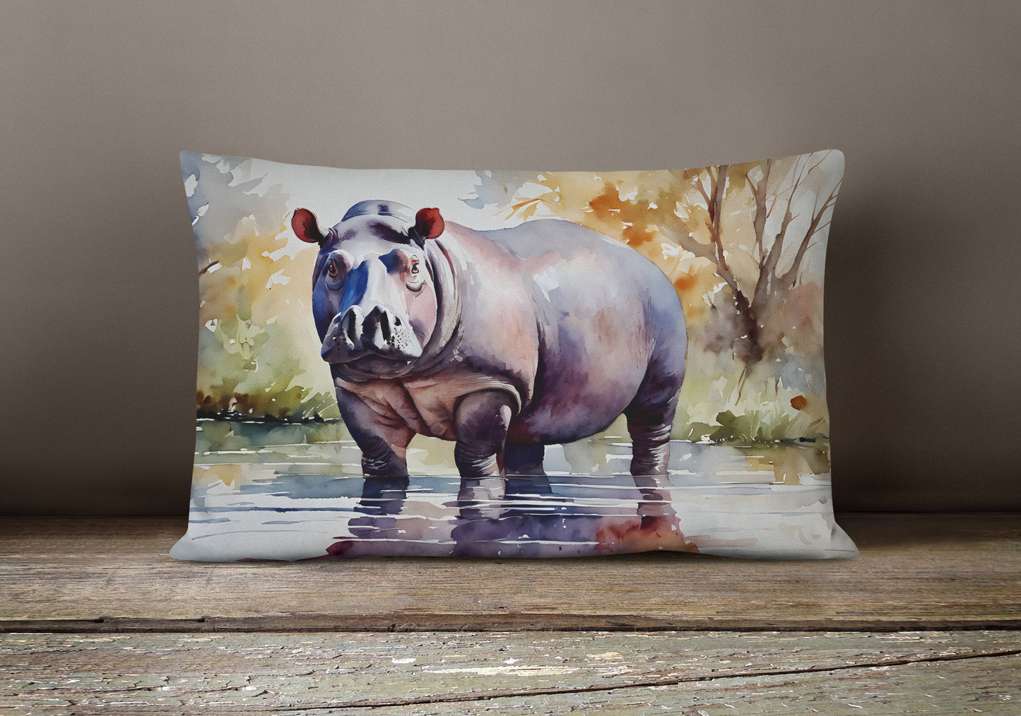 Hippopotamus Throw Pillow