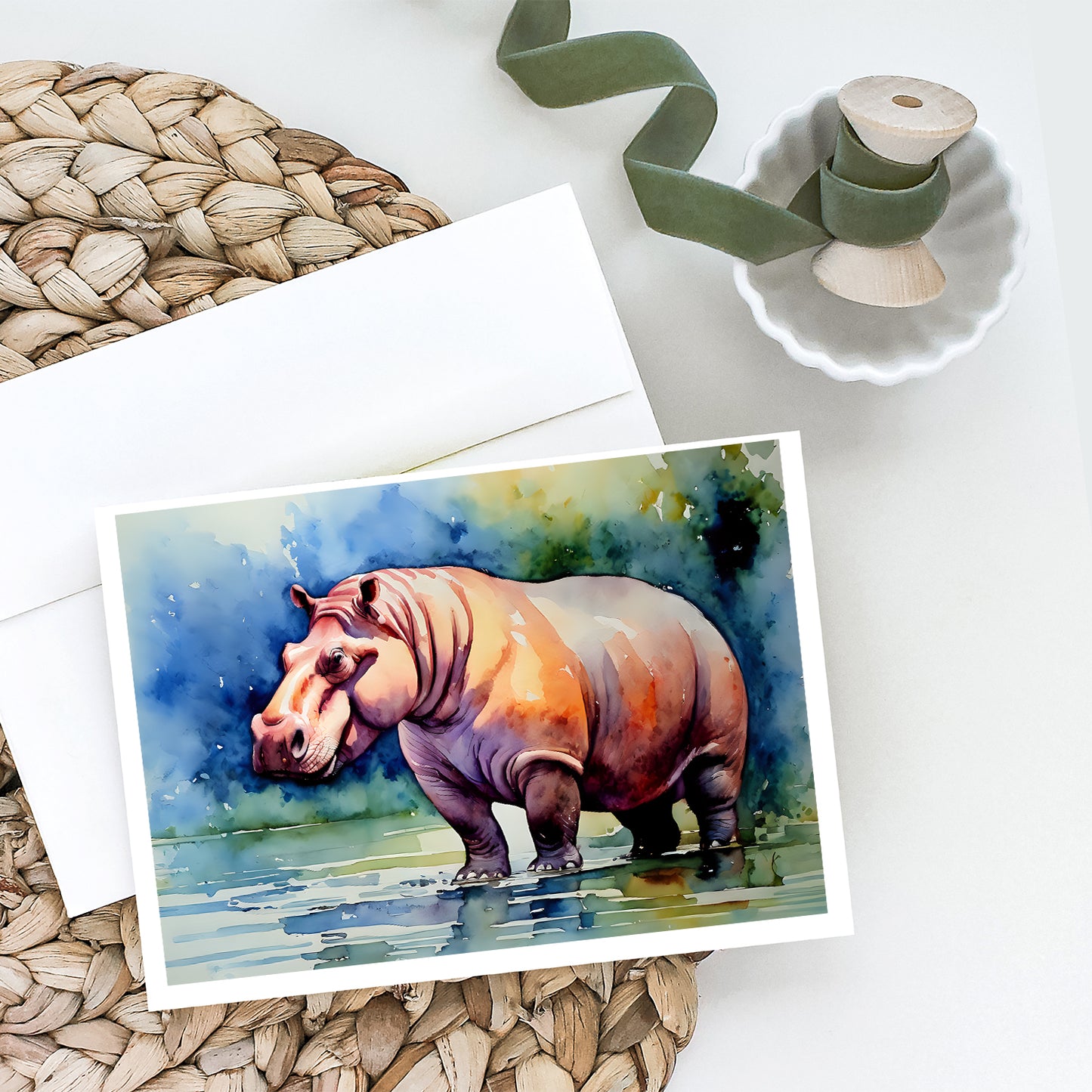 Hippopotamus Greeting Cards Pack of 8