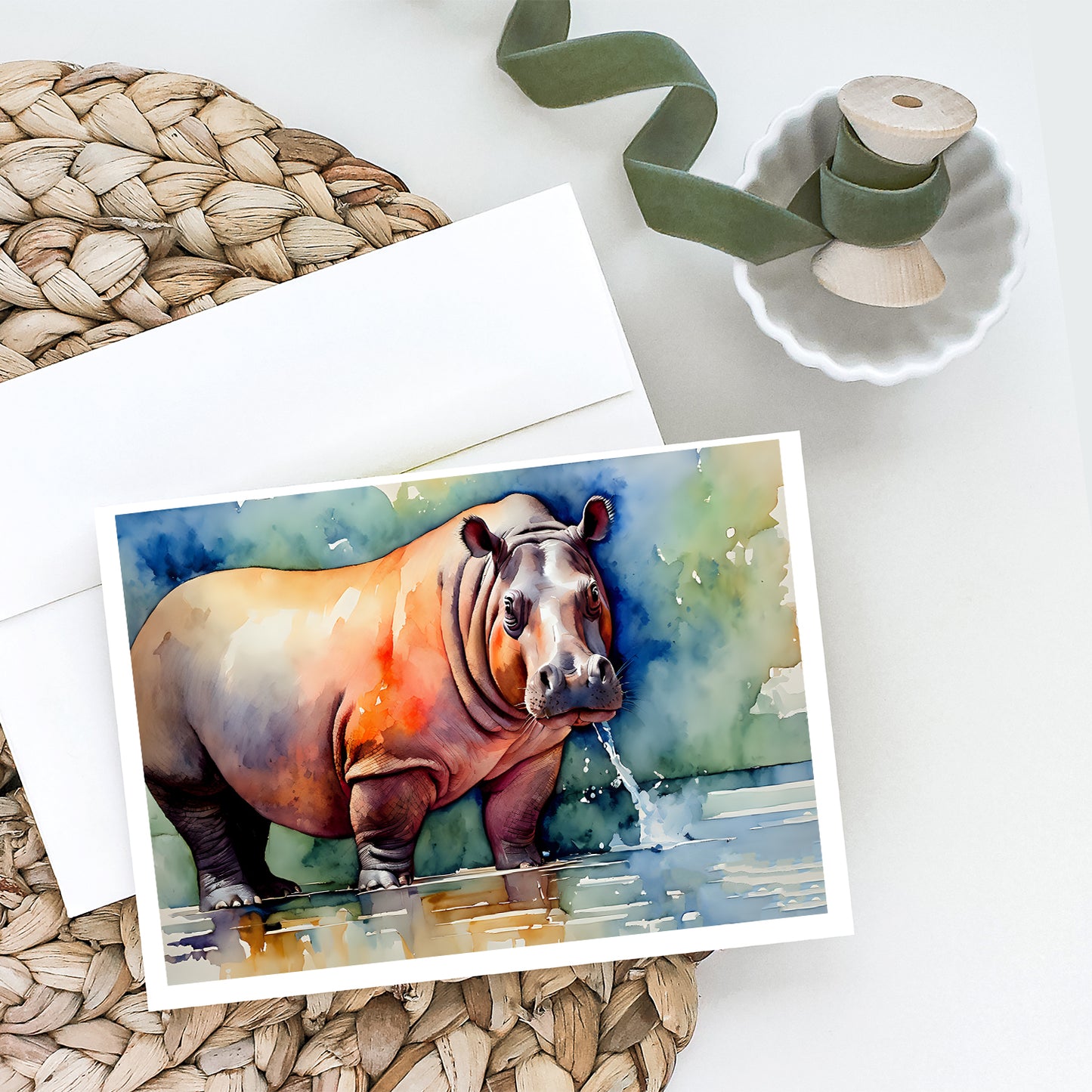 Hippopotamus Greeting Cards Pack of 8