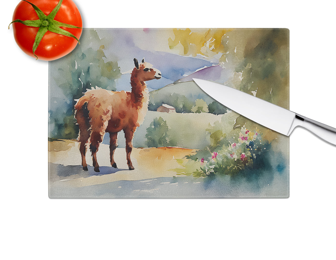 Llama Glass Cutting Board