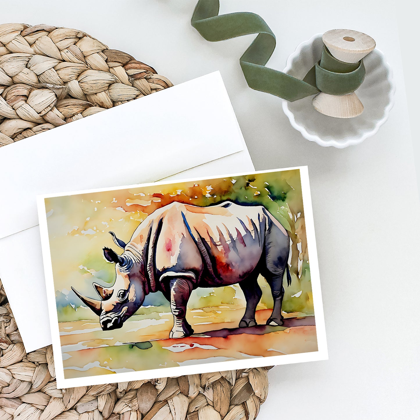 Rhinoceros Greeting Cards Pack of 8