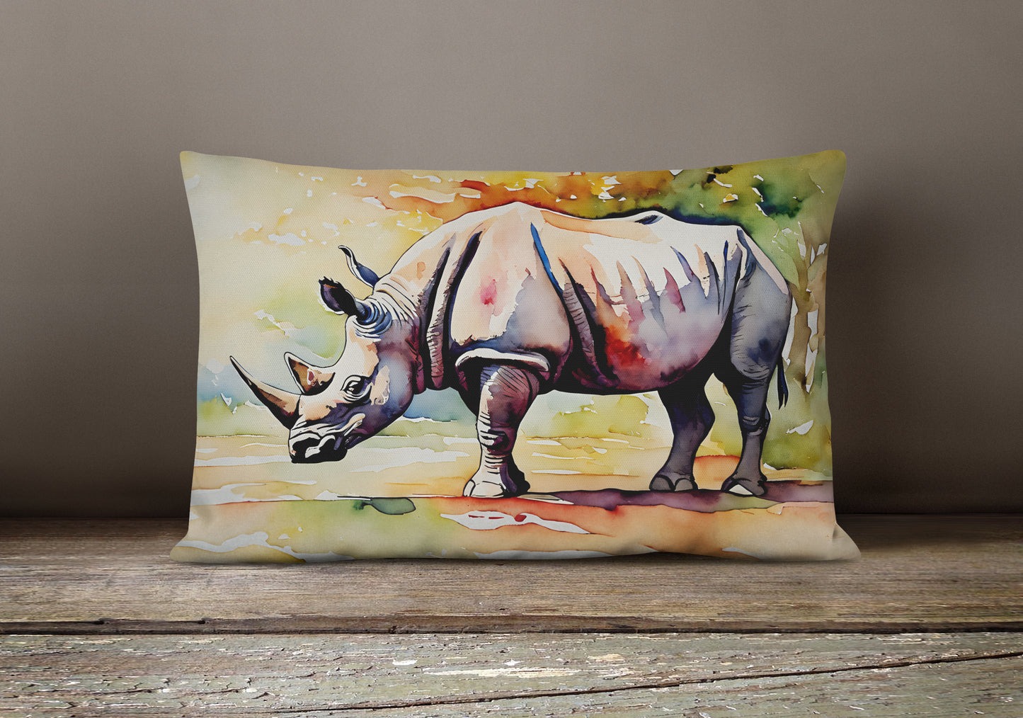 Rhinoceros Throw Pillow