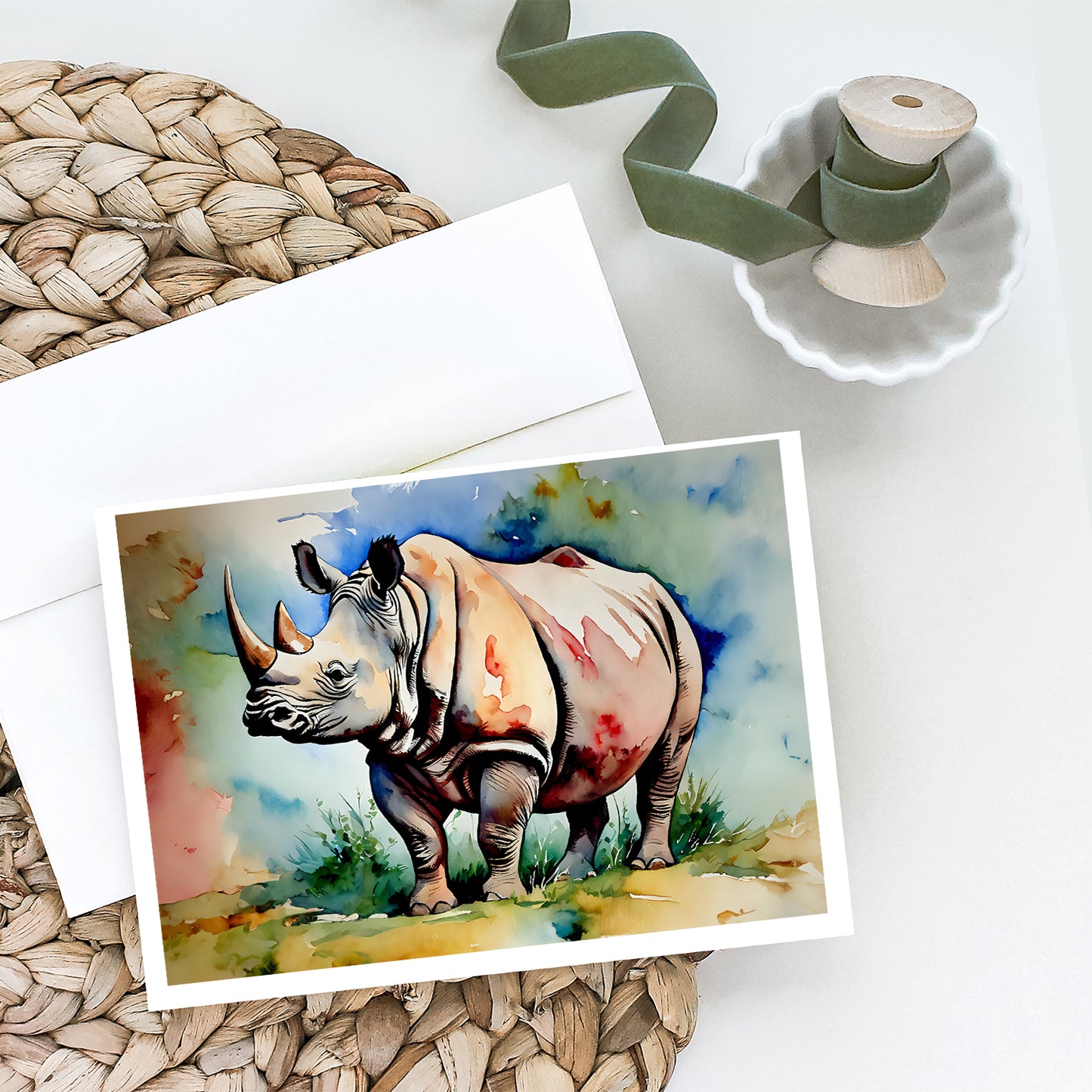 Rhinoceros Greeting Cards Pack of 8