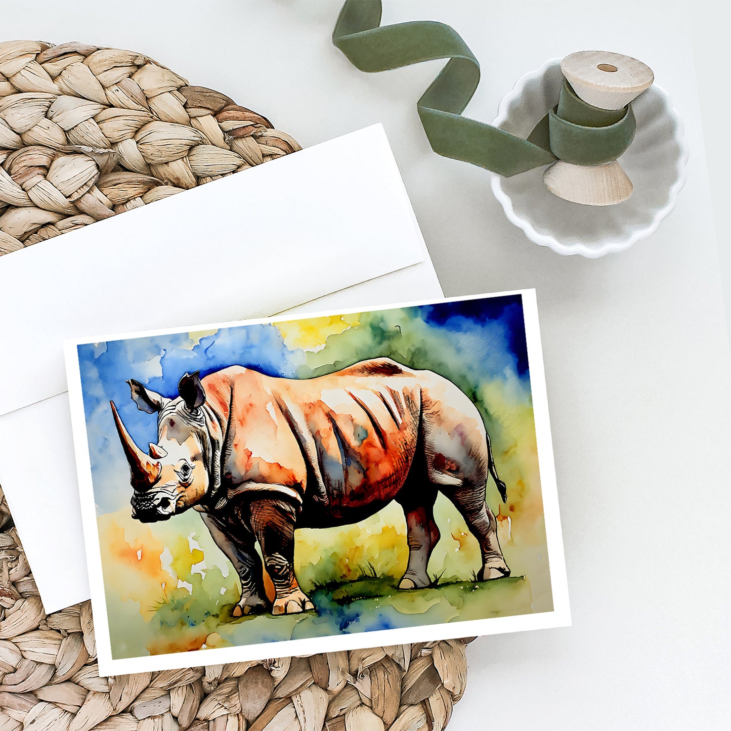 Rhinoceros Greeting Cards Pack of 8