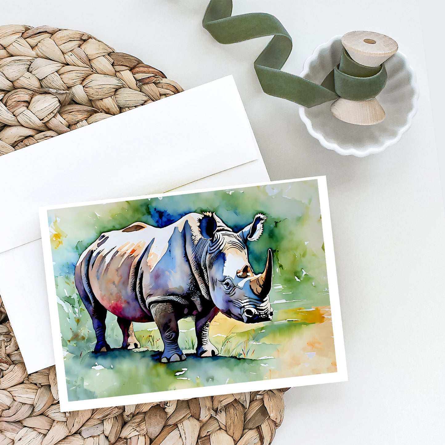 Rhinoceros Greeting Cards Pack of 8