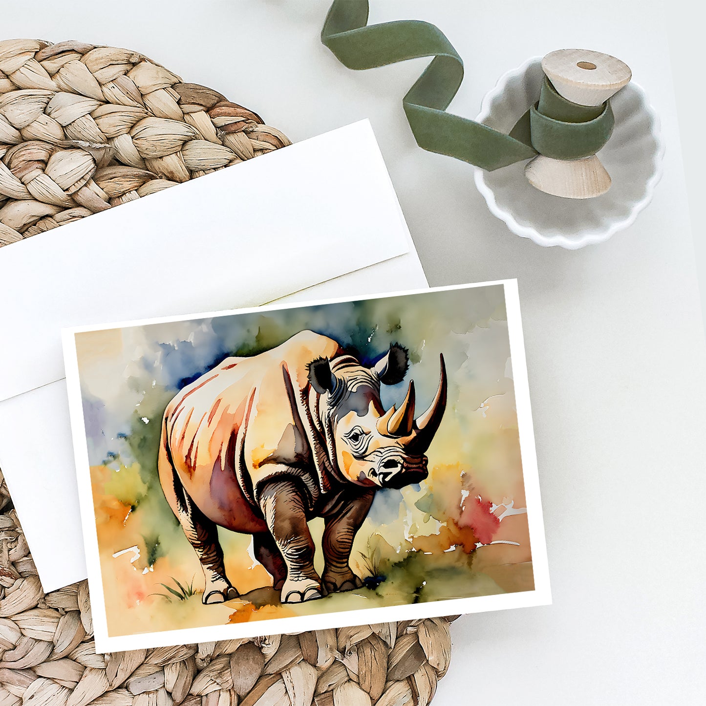 Rhinoceros Greeting Cards Pack of 8