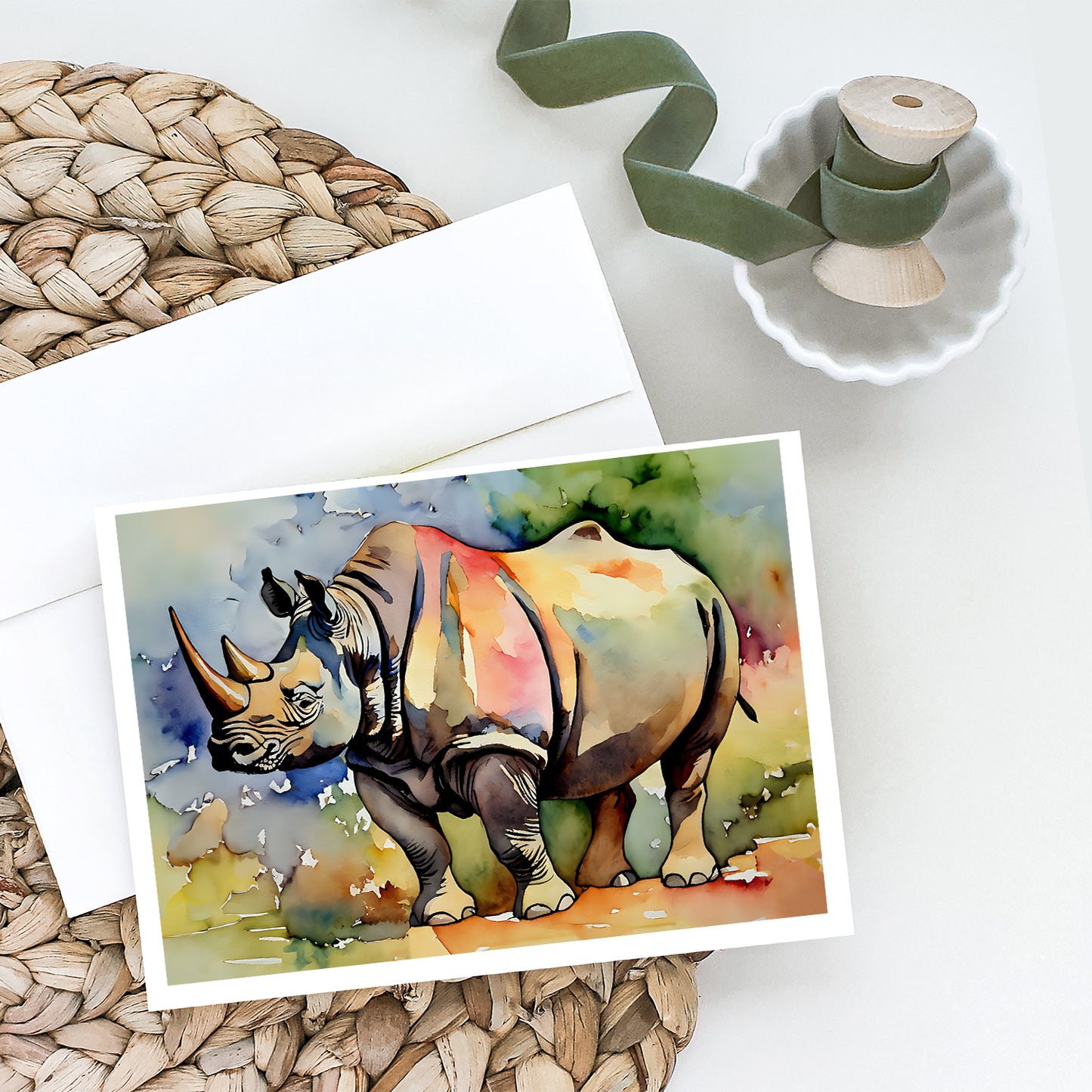 Rhinoceros Greeting Cards Pack of 8