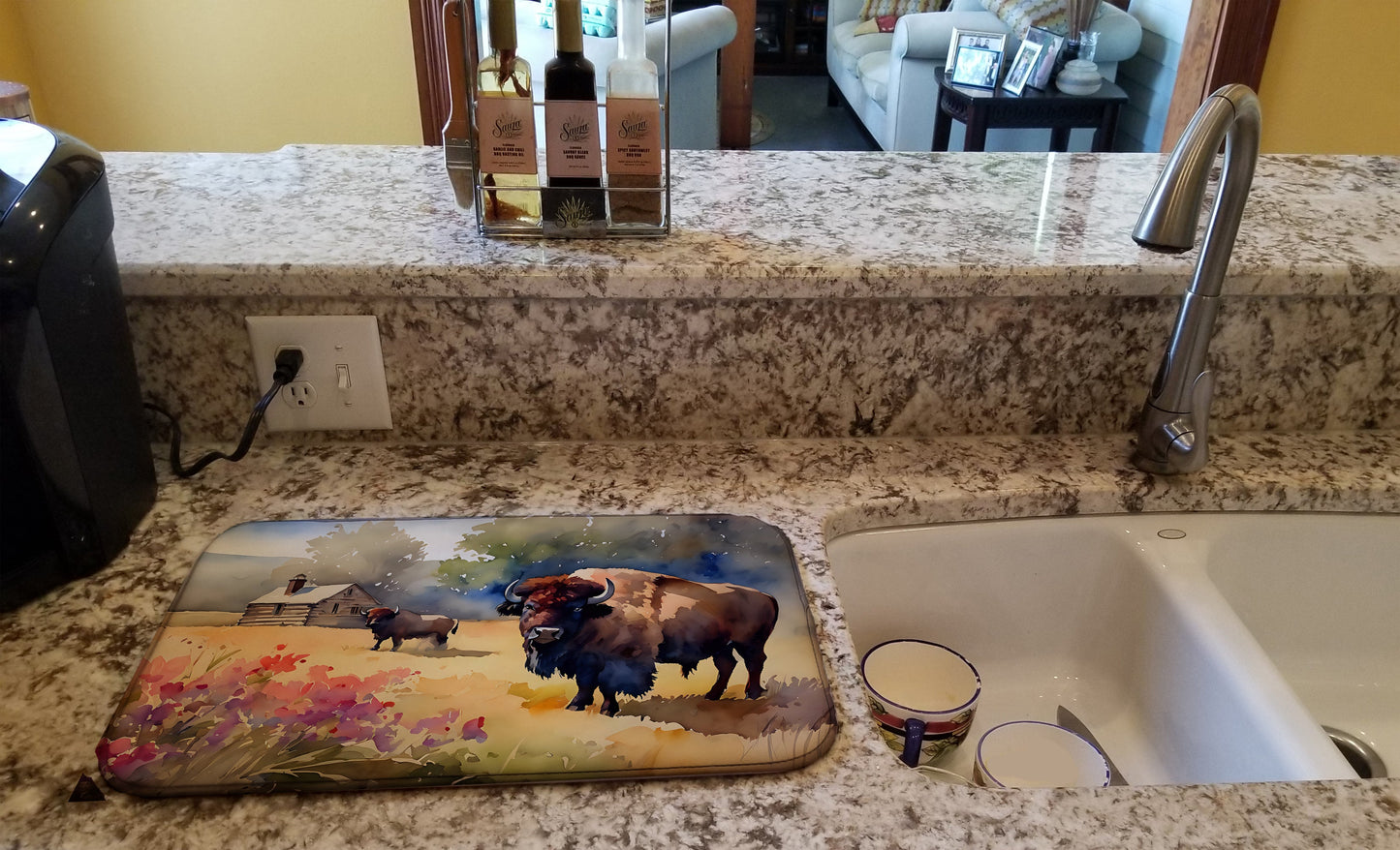 Wood Bison Dish Drying Mat