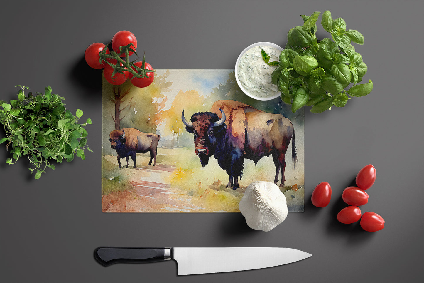 Wood Bison Glass Cutting Board