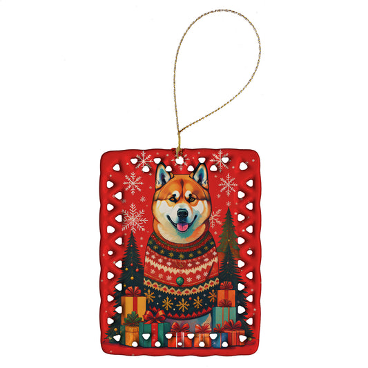 Buy this Akita Holiday Christmas Porcelain Ornament