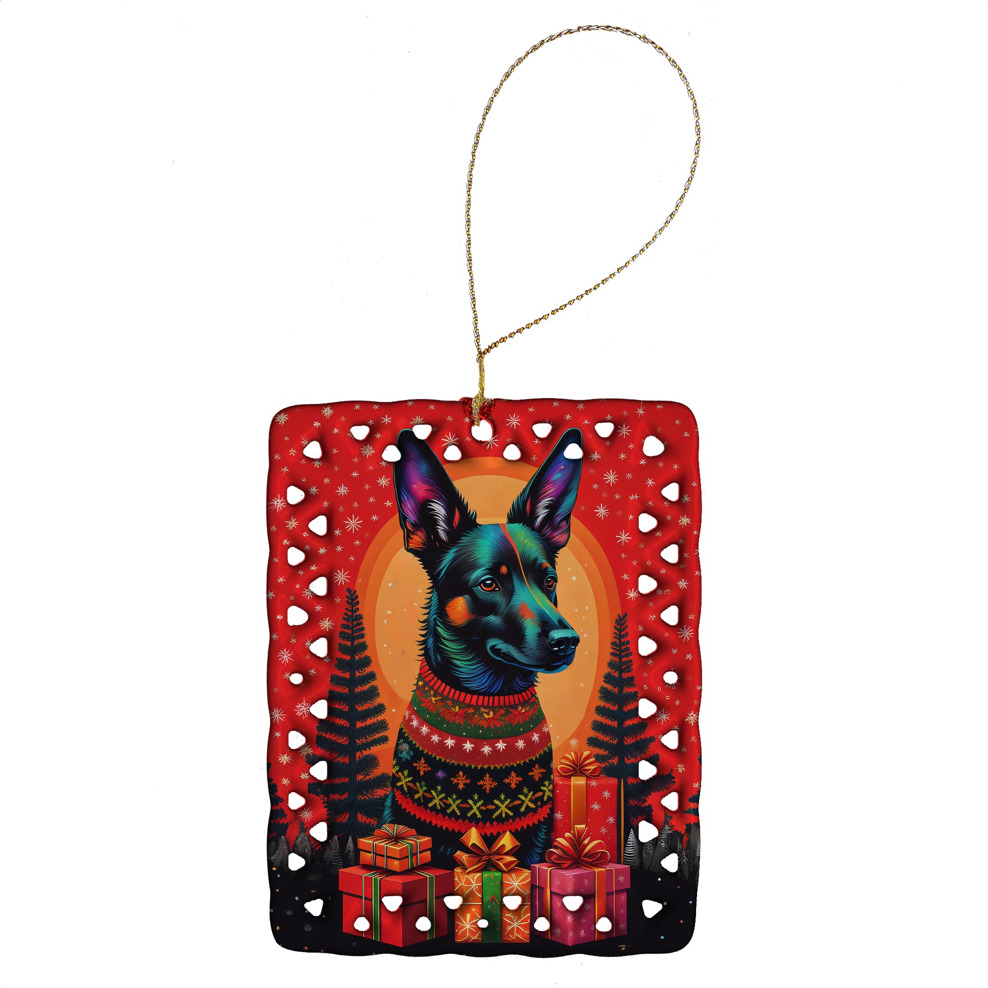 Buy this Australian Kelpie Holiday Christmas Porcelain Ornament