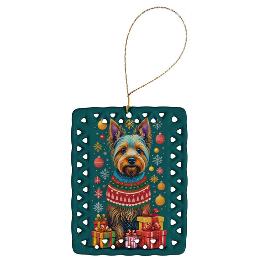 Buy this Australian Terrier Holiday Christmas Porcelain Ornament